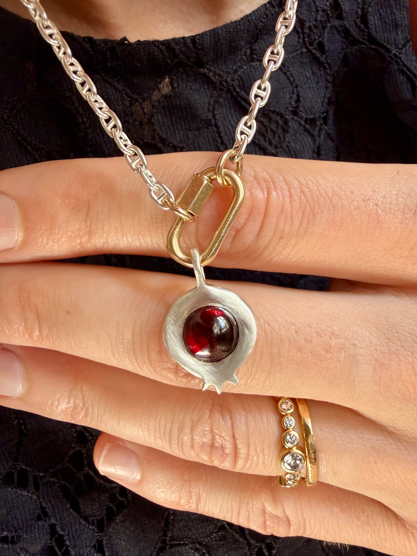 Silver Plump Pom Charm - August Birthday Drop